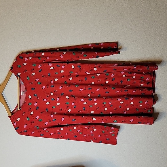 no brand Dresses & Skirts - Christmas 🎁 Dress red with multi color lights design. Size XL